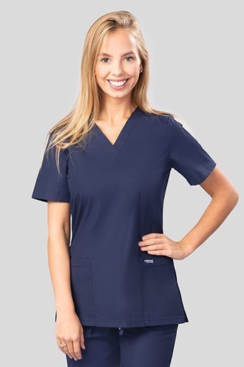  Bluza medyczna damska, 2 kieszenie, Uniformix Club , taliowana, CM1001,  granatowa. 