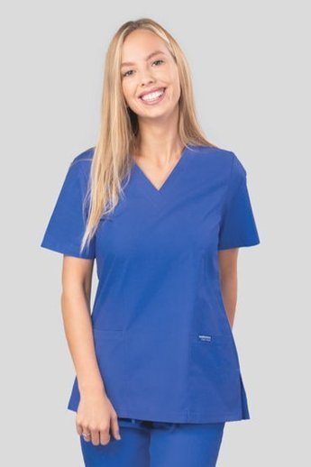  Bluza medyczna damska, 2 kieszenie, Uniformix Club, taliowana, CM1001, niebieski ciemny. 