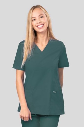  Bluza medyczna damska, 2 kieszenie, Uniformix Club, taliowana, CM1001, zielony ciemny. 