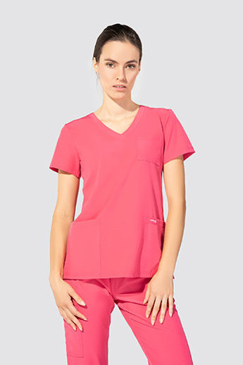  Bluza medyczna damska, 3 kieszenie, Uniformix Comfort,  CT1001, róż intensywny