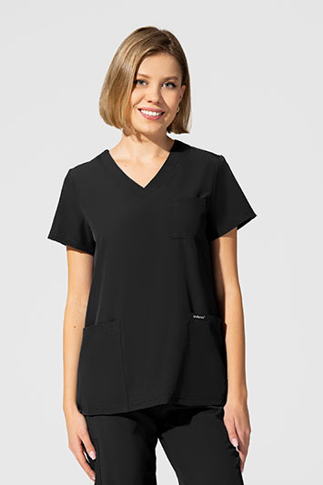  Bluza medyczna damska, 3 kieszenie, Uniformix Comfort, CT1001B, czarny.