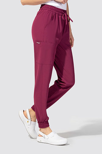  Spodnie medyczne damskie, joggery, Uniformix Comfort CT2057, wino.