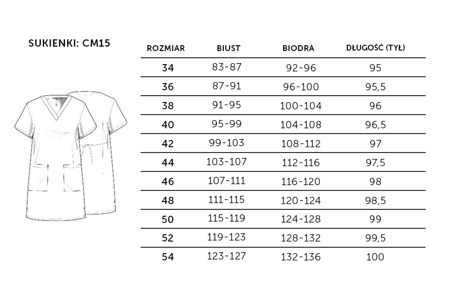 CM15 Sukienka rozmiary