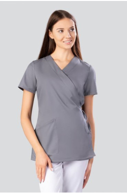 Bluza medyczna wiązana, 1 kieszeń,, fason kimonowy, Uniformix Select, SE1000, grafitowa. 