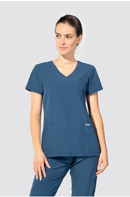 Bluza medyczna damska, 3 kieszenie, Uniformix Comfort,  CT1001, granat stalowy.