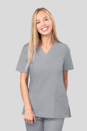  Bluza medyczna damska, 2 kieszenie, Uniformix Club, taliowana, CM1001, szary ciemny.