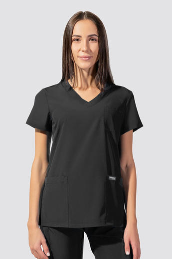  Bluza medyczna damska, 3 kieszenie, Uniformix Comfort, CT1001, czarny.