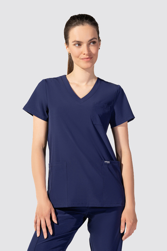  Bluza medyczna damska, 3 kieszenie, Uniformix Comfort, CT1001, granatowa.