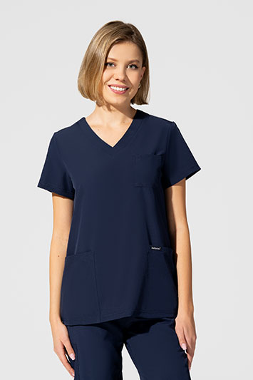  Bluza medyczna damska, 3 kieszenie, Uniformix Comfort, CT1001B, granatowy.