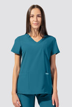 Bluza medyczna damska, 3 kieszenie, Uniformix Comfort, CT1001, morski.